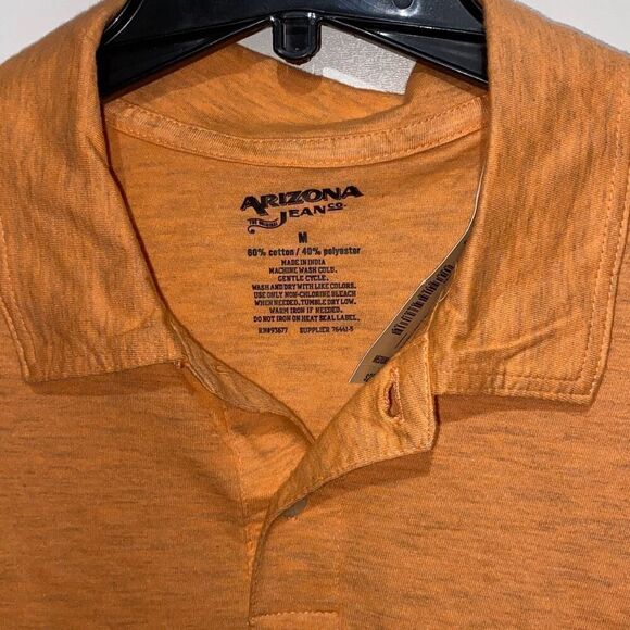 Arizona Jean Co. Men's Orange Heather Two Button Polo Shirt Size Medium NWT - Picture 3 of 8